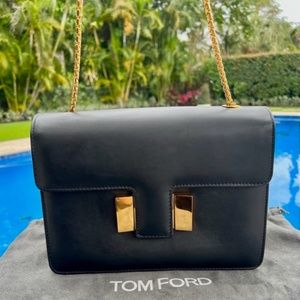 Tom Ford Classic Sienna Black Leather Shoulder Bag